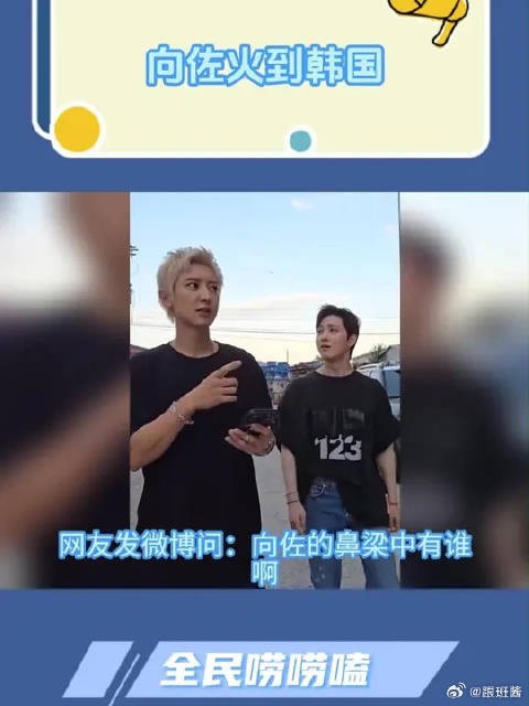向佐火到韩国，朴灿烈也cos起来，向佐摸鼻梁的含金量还在上升！