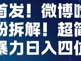 首发！微博吃瓜粉引流变现拆解，日入四位数轻轻松松【揭秘】