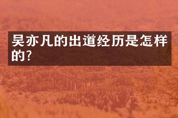 吴亦凡的出道经历是怎样的？