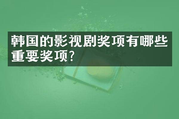 韩国的影视剧奖项有哪些重要奖项？