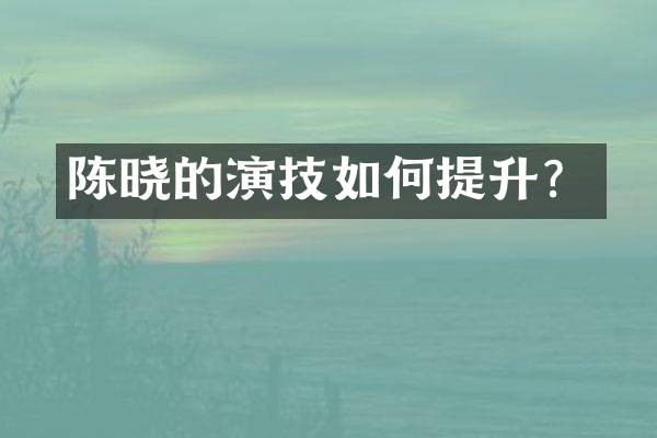 陈晓的演技如何提升？