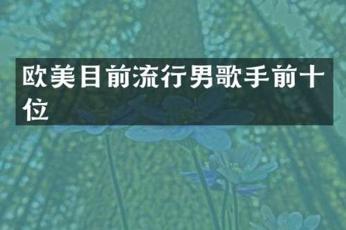 欧美目前流行男歌手前十位