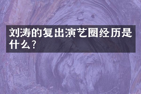 刘涛的复出演艺圈经历是什么？