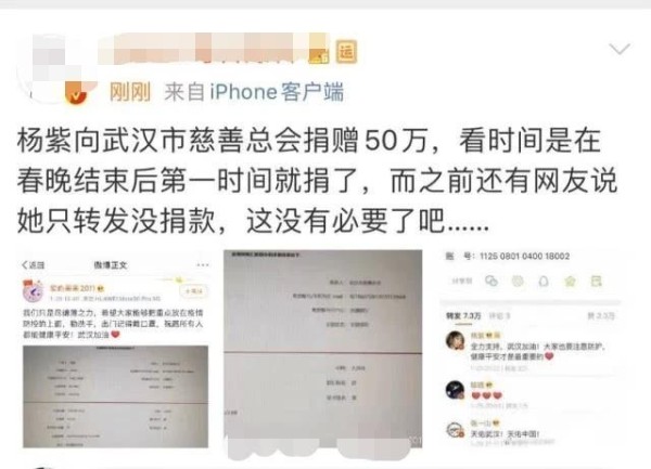 杨紫破坏规则被骂？艺人商量好捐20万，她捐了50万？