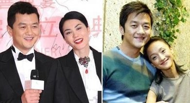 左为王菲与李亚鹏、右为周迅与李亚鹏