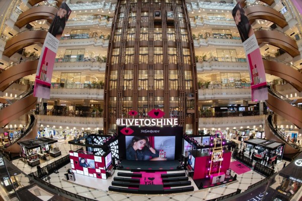 Pink, Building, Architecture, Fisheye lens, Photography, Shopping mall, City, Interior design, Metropolis, Lobby, 