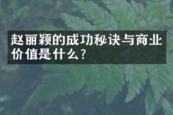 赵丽颖的成功秘诀与商业价值是什么？