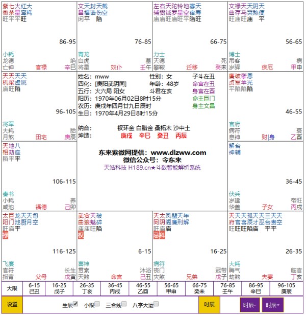 紫微斗数分析：某明星的命盘