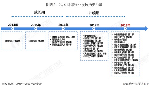 图表2：我国网综行业发展历史沿革 