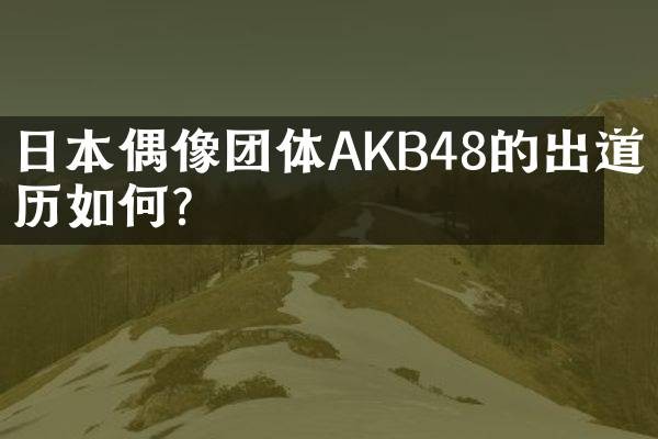 日本偶像团体AKB48的出道经历如何？