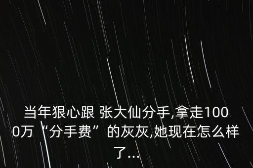 当年狠心跟 张大仙分手,拿走1000万“分手费”的灰灰,她现在怎么样了...