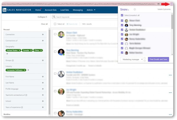 Finding leads with LinkedIn Sales Navigator + Snov.io