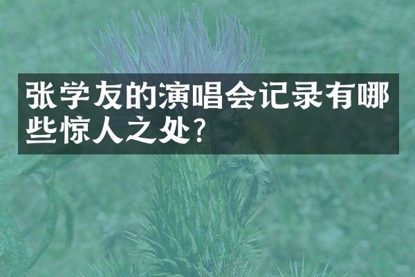 张学友的演唱会记录有哪些惊人之处？