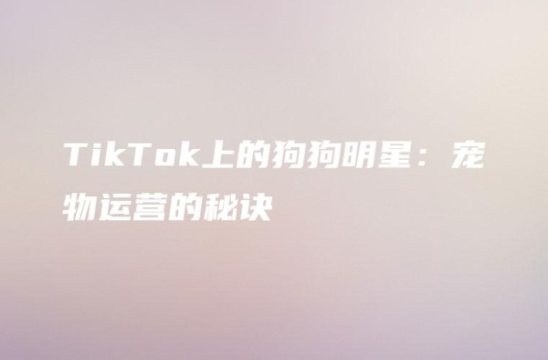 TikTok上的狗狗明星：宠物运营的秘诀