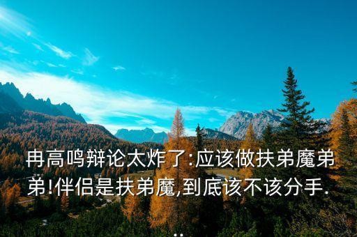  冉高鸣辩论太炸了:应该做扶弟魔弟弟!伴侣是扶弟魔,到底该不该分手...