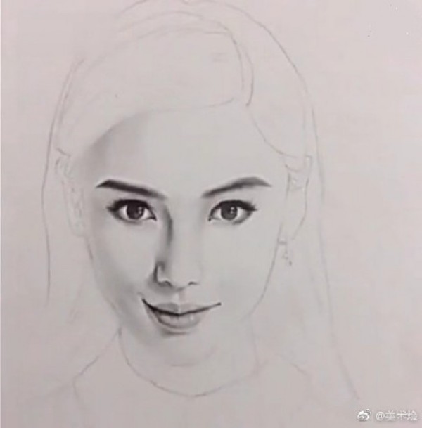 女神Angelababy素描头像手绘画教程图片 明星Angelababy怎么画 Angelababy画法_www.youyix.com