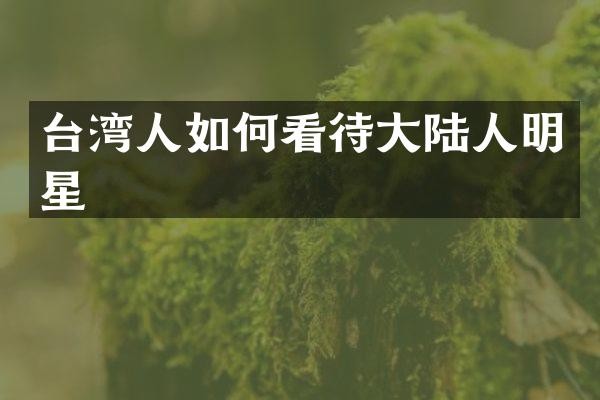 台湾人如何看待大陆人明星