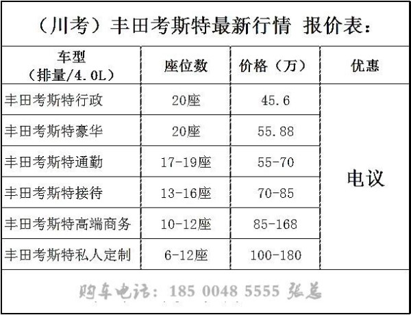 丰田考斯特价格 丰田柯斯达报价表