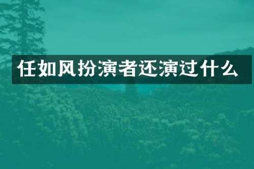 任如风扮演者还演过什么