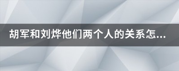 胡军和刘烨他们两个人的关系怎么样？