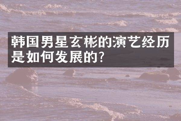 韩国男星玄彬的演艺经历是如何发展的？