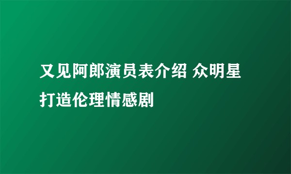 又见阿郎演员表介绍 众明星打造伦理情感剧