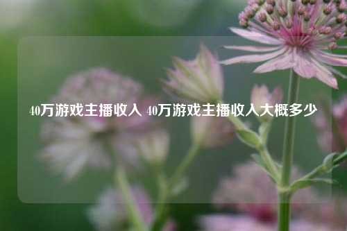 40万游戏主播收入 40万游戏主播收入大概多少