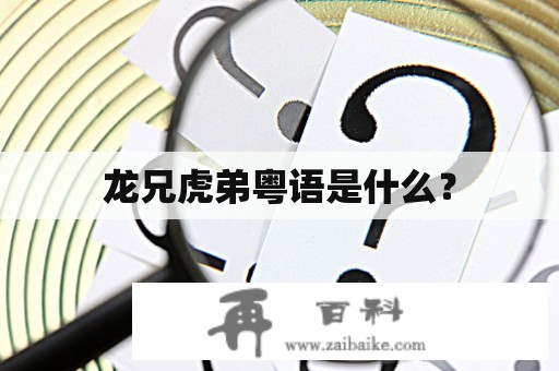 龙兄虎弟粤语是什么？