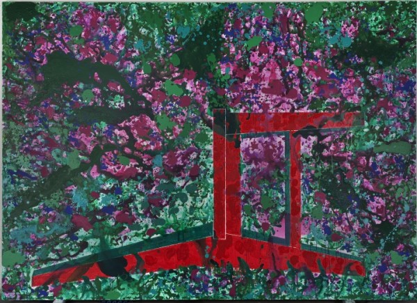 《可以葬身之地•躺下的红色靠背椅》布面丙烯 180×250cm 2011 