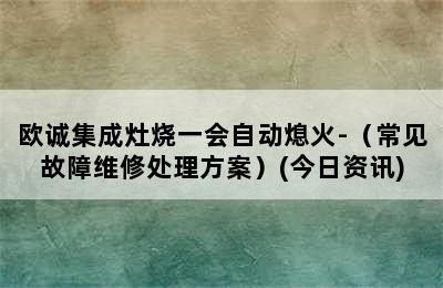 欧诚集成灶烧一会自动熄火-（常见故障维修处理方案）(今日<a target=