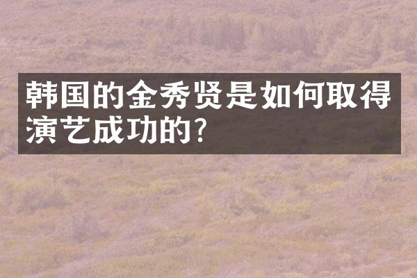 韩国的金秀贤是如何取得演艺成功的？