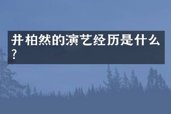 井柏然的演艺经历是什么？