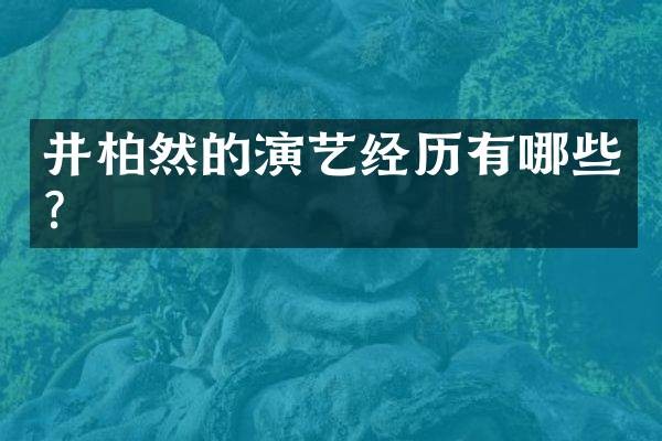 井柏然的演艺经历有哪些？