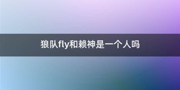 狼队fly和赖神是一个人吗