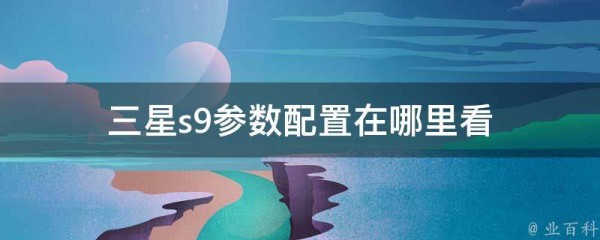 三星s9参数配置在哪里看