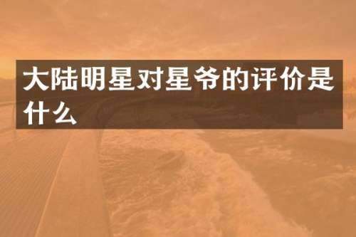 大陆明星对星爷的评价是什么