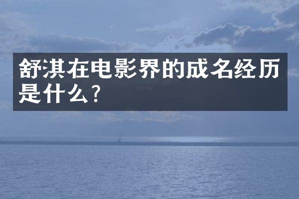 舒淇在电影界的成名经历是什么？