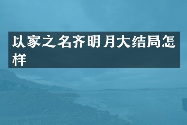 以家之名齐明月大结局怎样