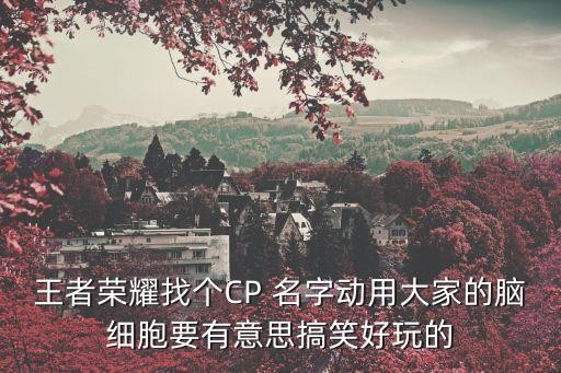 王者荣耀找个CP 名字动用大家的脑细胞要有意思搞笑好玩的
