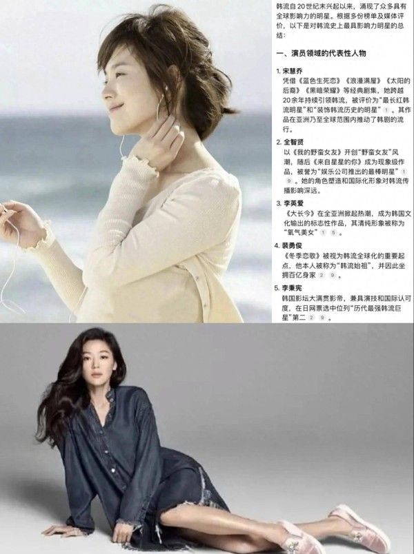 最具影响力的韩流明星：宋慧乔、全智贤双姝争艳；元彬成韩流先驱