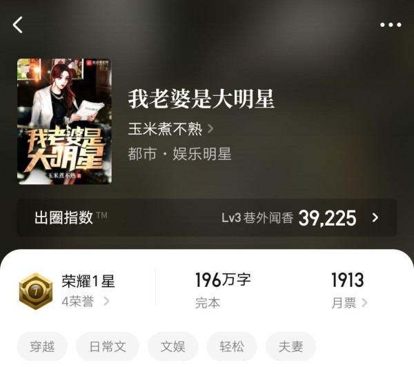 《我老婆是大明星》：一本都市日常小说，完本可宰，文笔在线