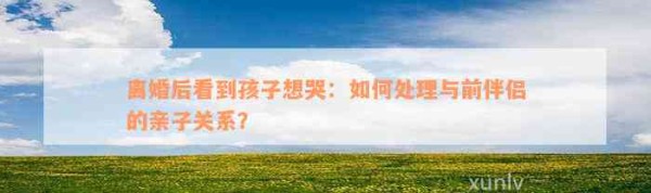 离婚后看到孩子想哭：怎样解决与前伴侣的亲子关系？