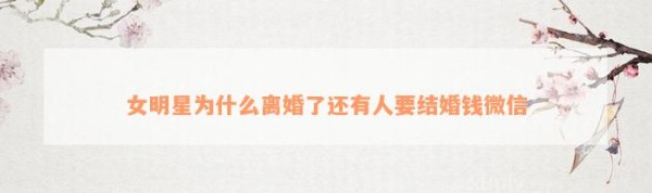 女明星为什么离婚了还有人要结婚钱微信