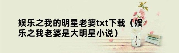 娱乐之我的明星老婆txt下载（娱乐之我老婆是大明星小说）