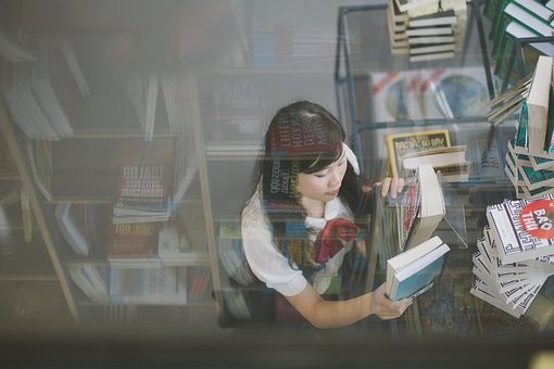 女孩, 美丽的, 时尚, 年轻, 女士, 女性, 肖像, 脸, 书, 灰色的书