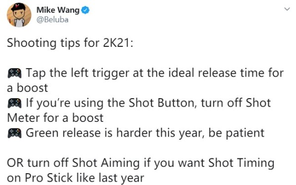 利拉德也吐槽的《NBA 2K21》投篮太难问题已修复