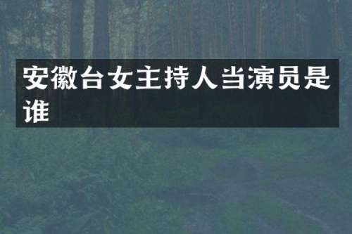 安徽台女主持人当演员是谁