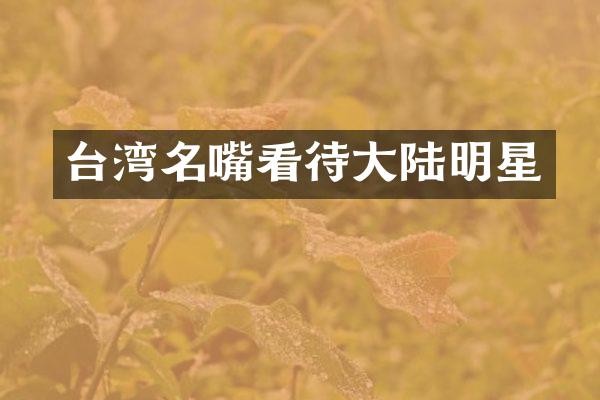 台湾名嘴看待大陆明星