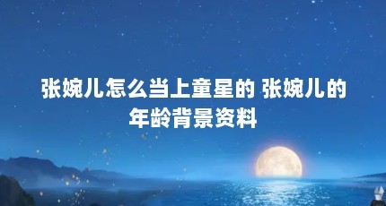 张婉儿怎么当上童星的 张婉儿的年龄背景资料