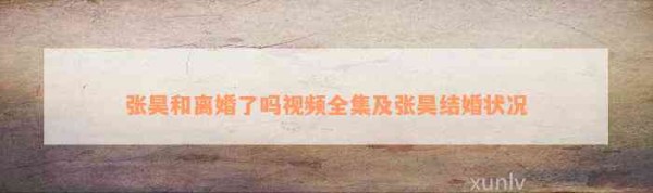 张昊和离婚了吗视频全集及张昊结婚状况